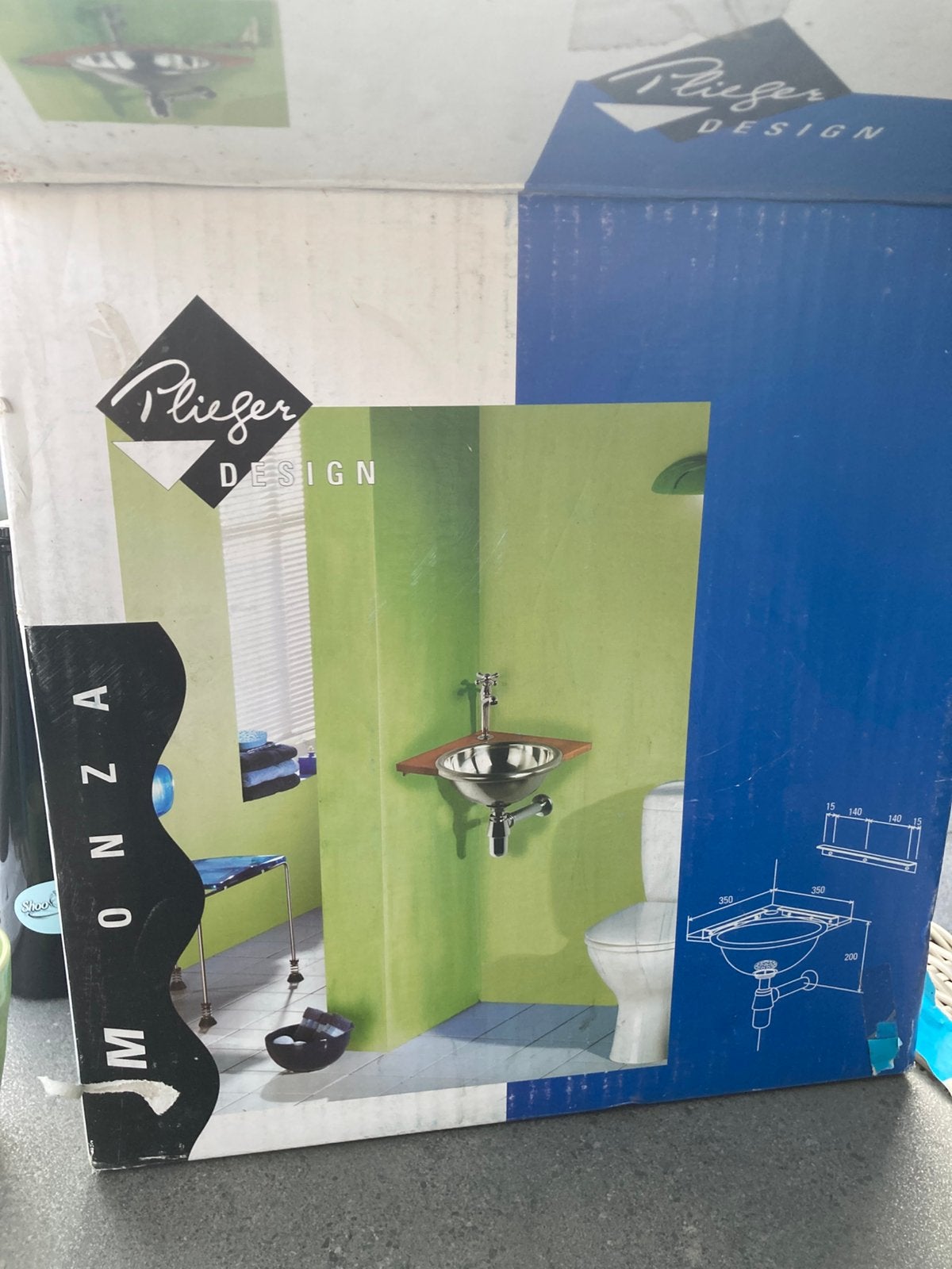NIEUW Wasbak voor in hoek toilet 35x35 cm, Ophalen, Nieuw, Toilet