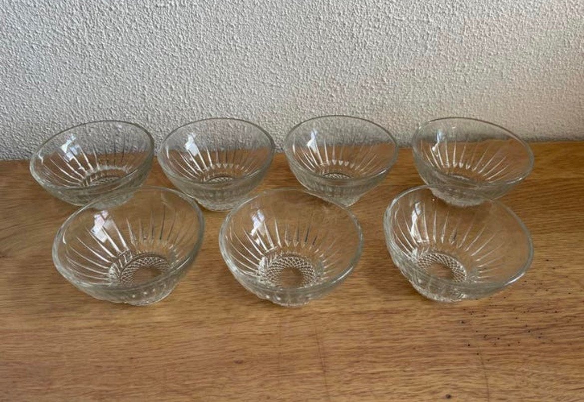7 vintage glazen schaaltjes, Ophalen, Zo goed als nieuw, Overige typen