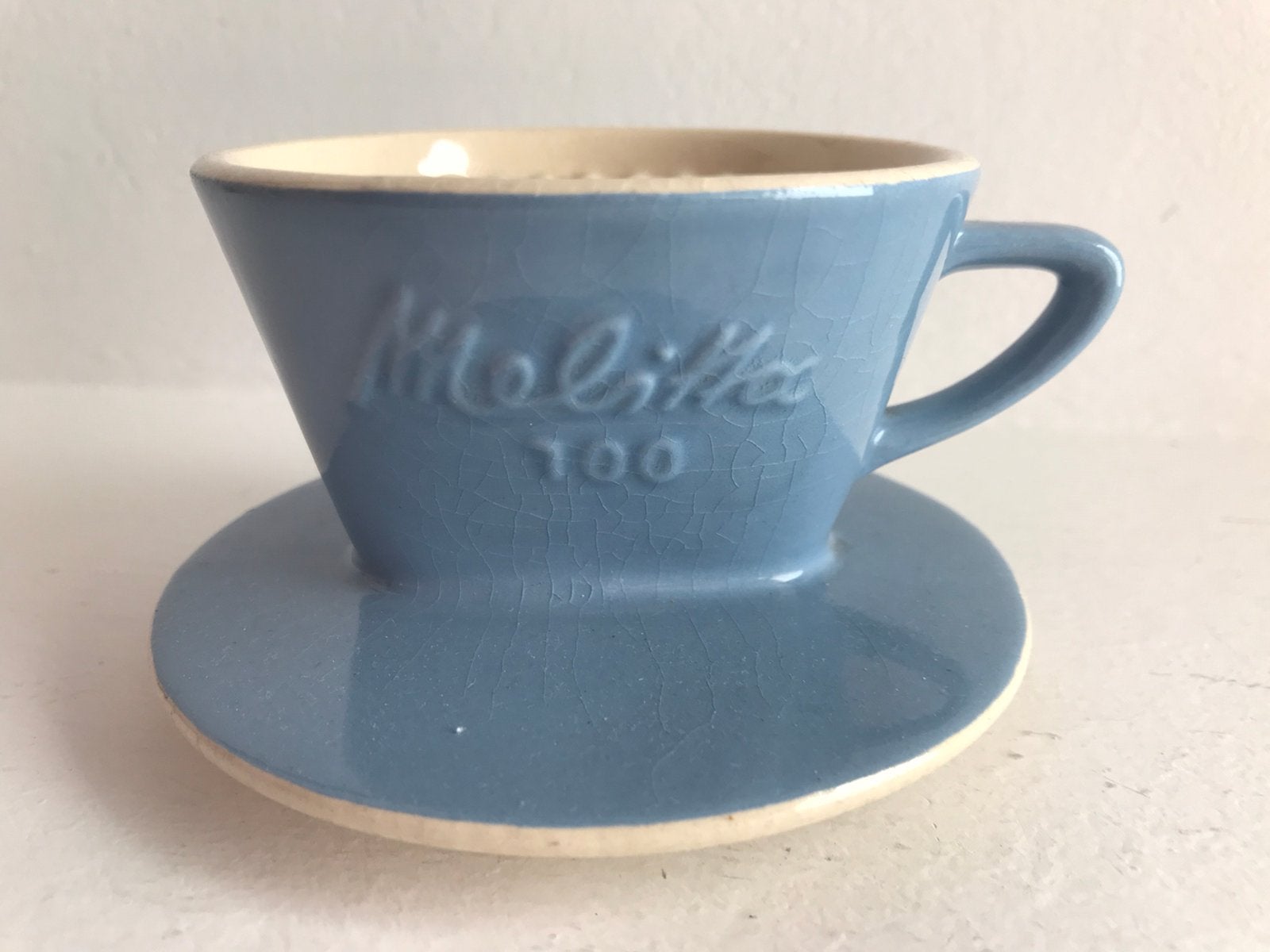 Melitta 100 kleine koffiefilter aardewerk lichtblauw, Ophalen of Verzenden, Huis en Inrichting