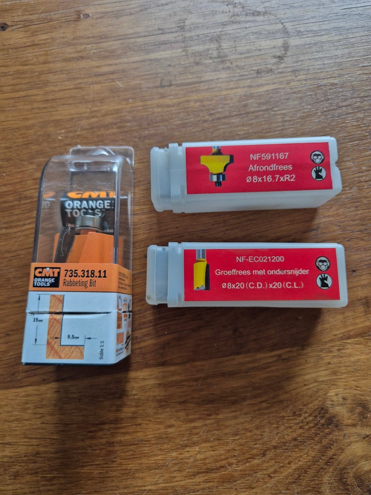 Freesbit set: Afrondfrees, Groeffrees, Rabbeting Bit, Ophalen of Verzenden, Nieuw, Bovenfrees, CMT