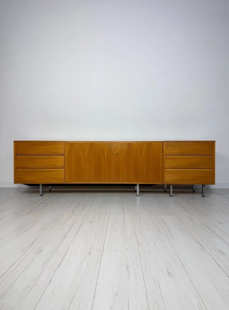 Duits teak lowboard dressoir mid century vintage jaren 60, Ophalen of Verzenden, Zo goed als nieuw, 25 tot 50 cm, Teakhout
