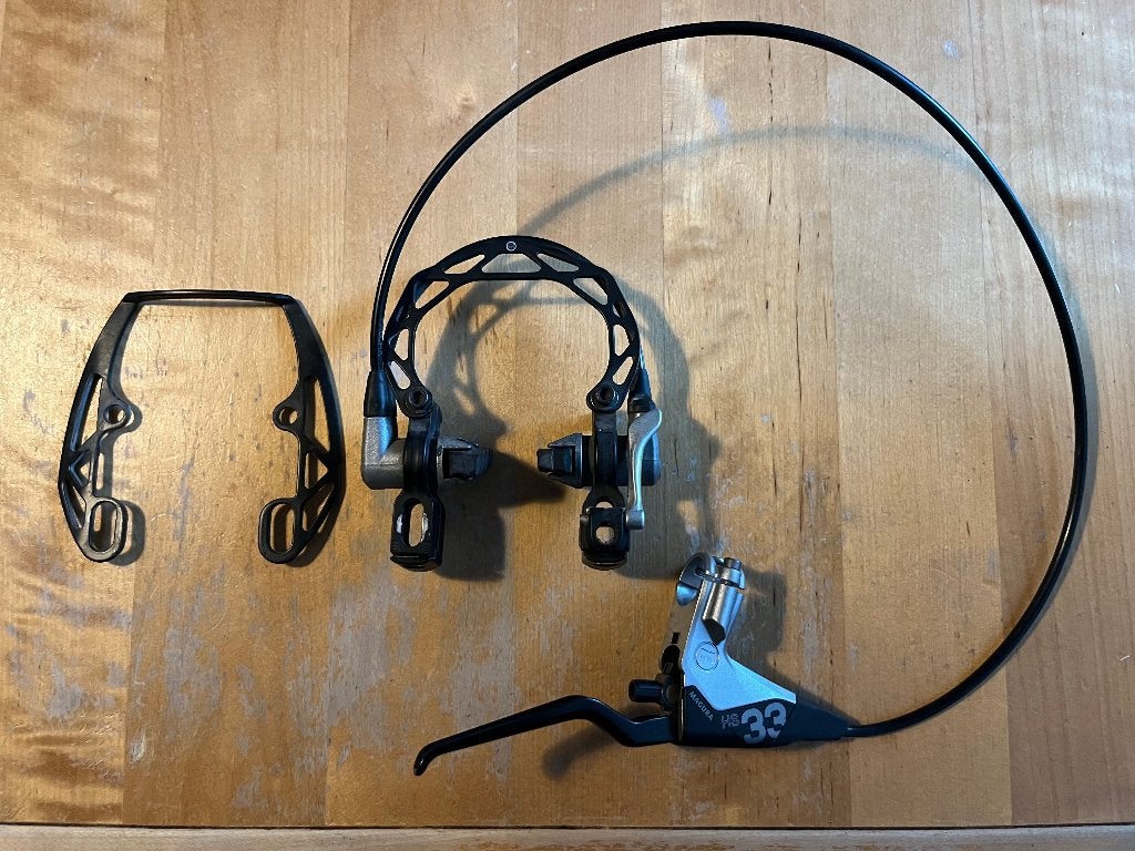 Magura HS33 Hydraulische Velgrem – Compleet met Booster, Remmen, Gebruikt, Ophalen of Verzenden, Elektrische fiets