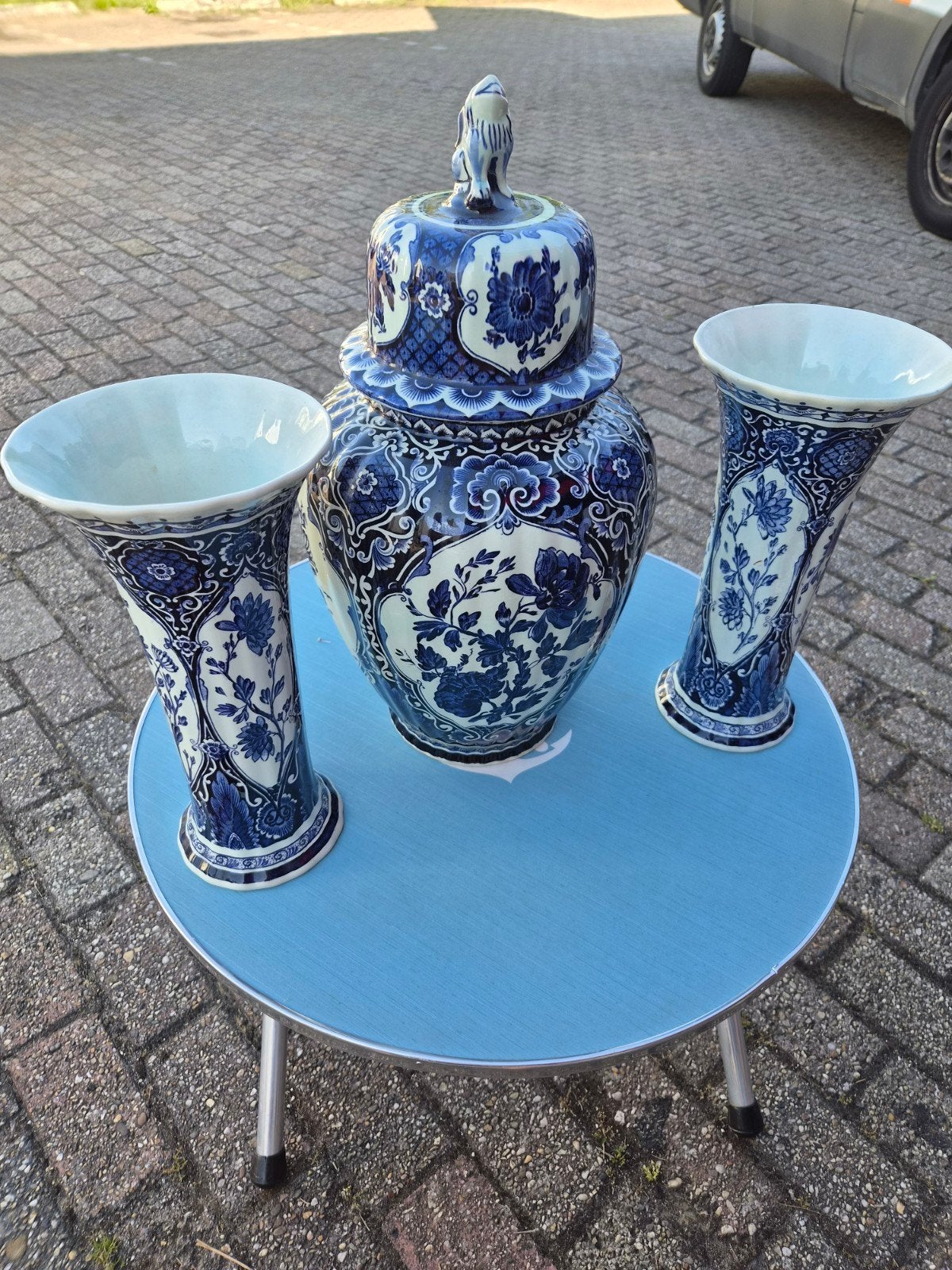 Driedelig Delfts blauw kaststel - Boch Frères Kéramis, Ophalen