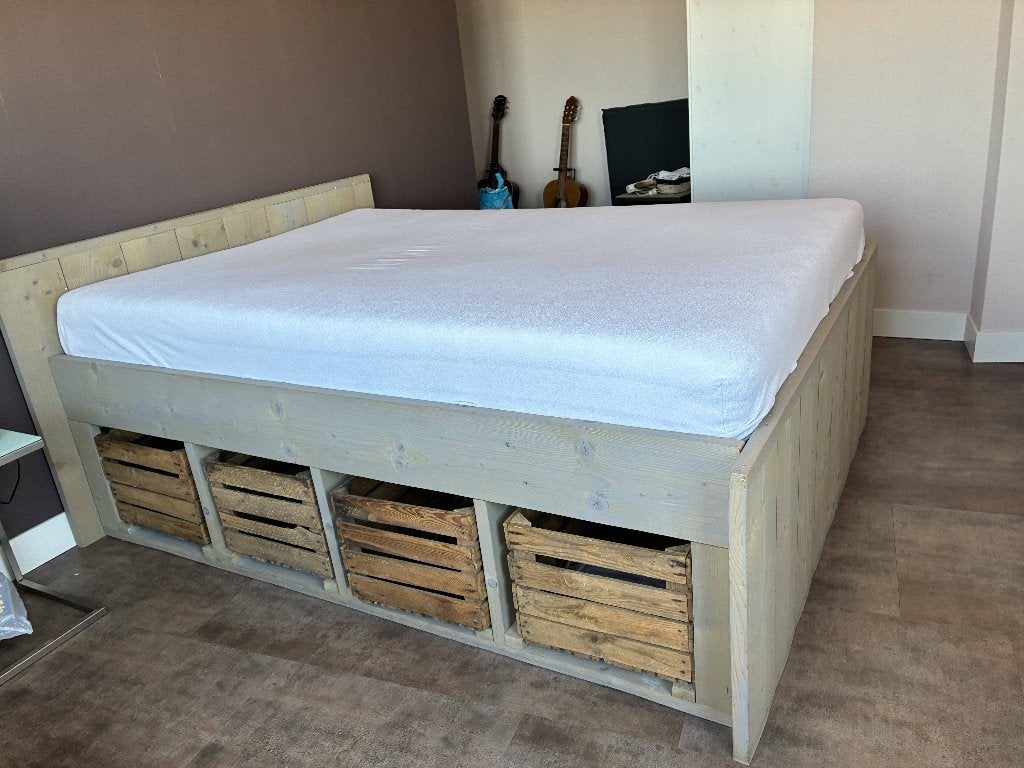 bed steigerhout, Ophalen, Steigerhout, Tweepersoons, 140 cm