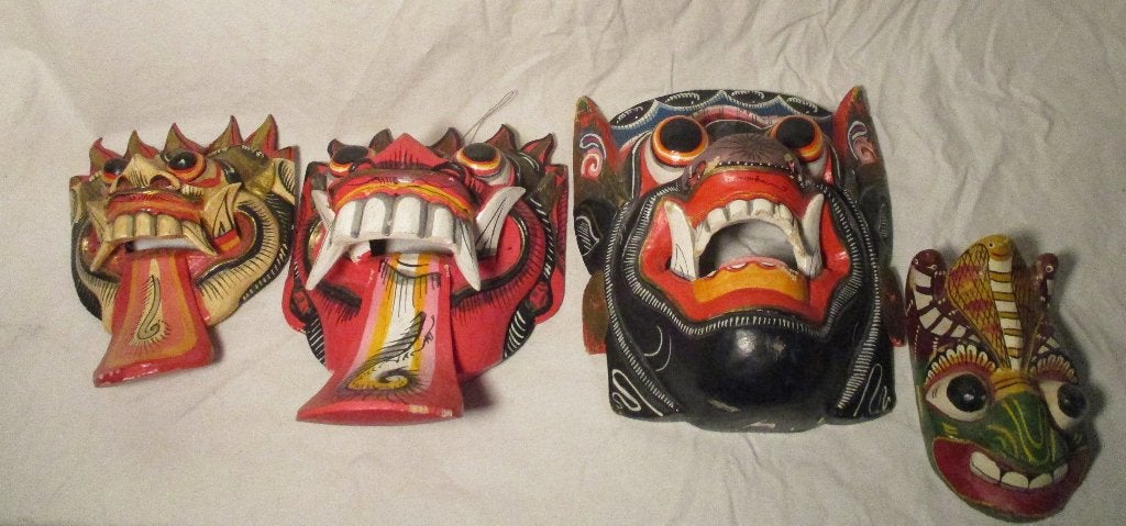 4x maskers Azie - Indonesia, Ophalen of Verzenden