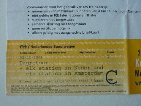 NS Dagretour Museumplein Amsterdam FNV demonstratie, Ophalen, Gebruikt, Trein, Kaart of Prent
