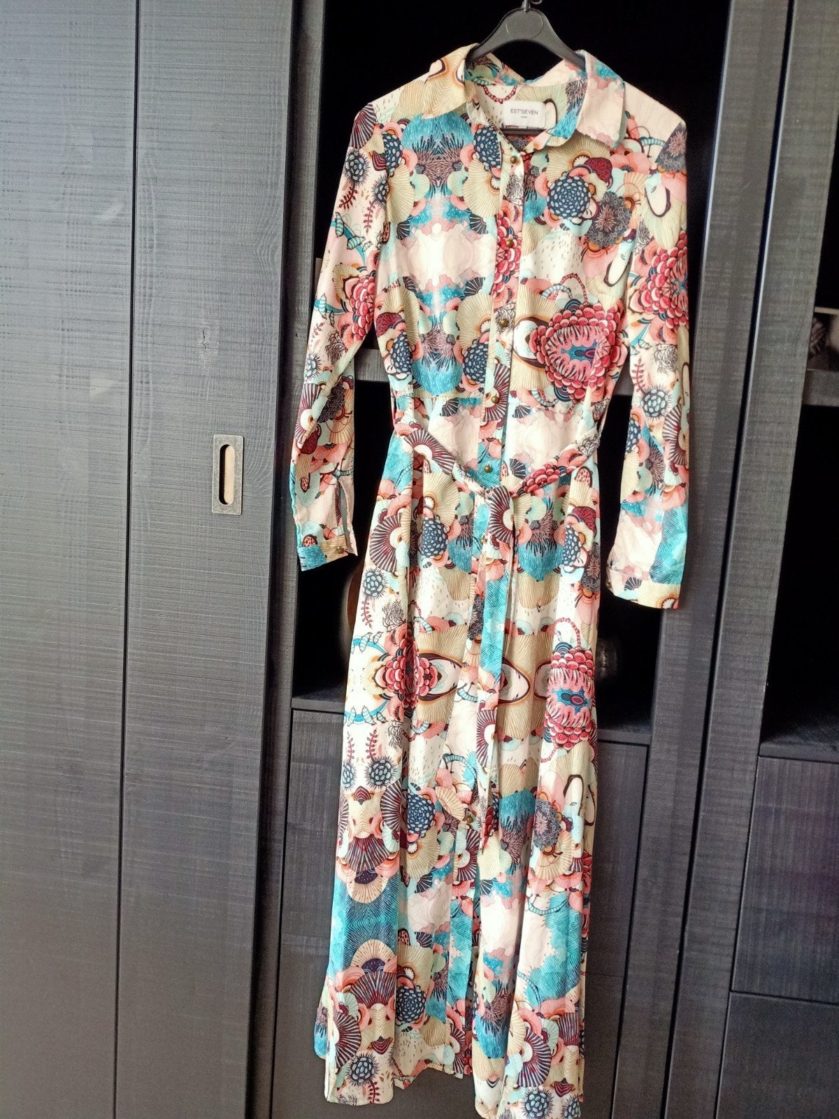 Est'Seven Paris Maxi Jurk Maat S - Kleurrijk Bloemenprint, Kleding | Dames, Meerkleurig, Est'Seven, Ophalen of Verzenden, Zo goed als nieuw