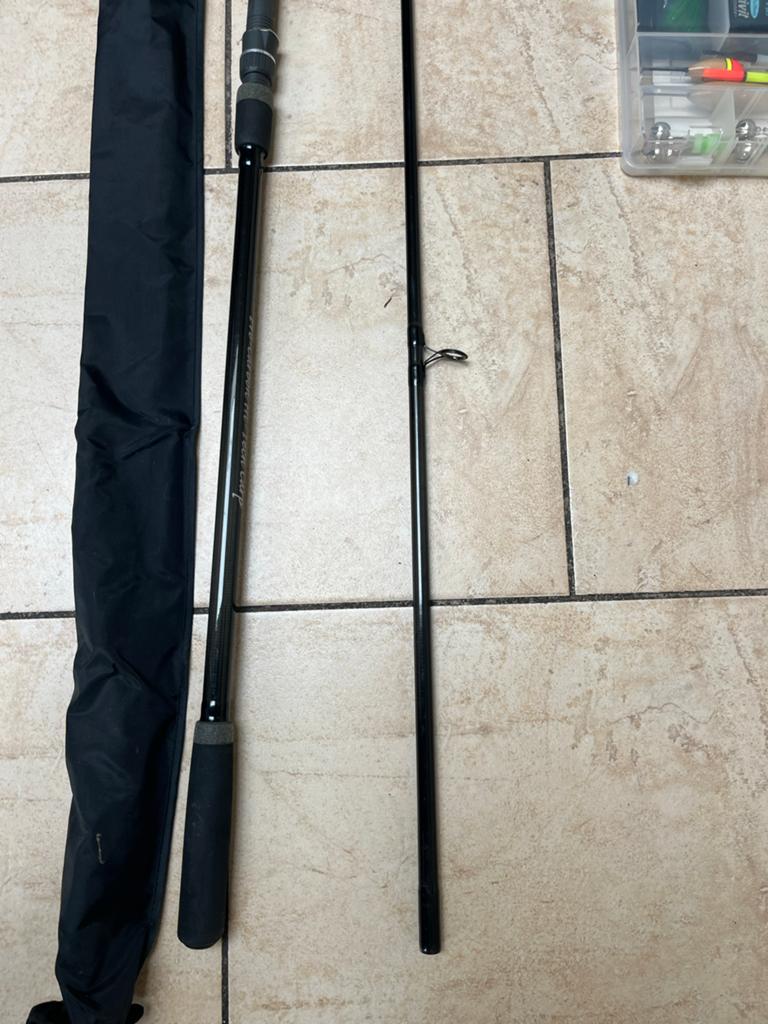 Carbon Karperhengel met Visnet en Complete Toebehoren Set, Ophalen of Verzenden, Gebruikt, Complete hengel