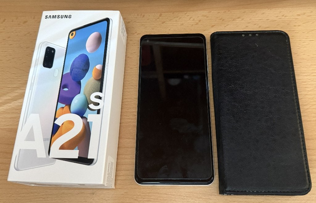 Samsung Galaxy A21S met hoesje, Gebruikt, Zwart, Touchscreen, Ophalen of Verzenden