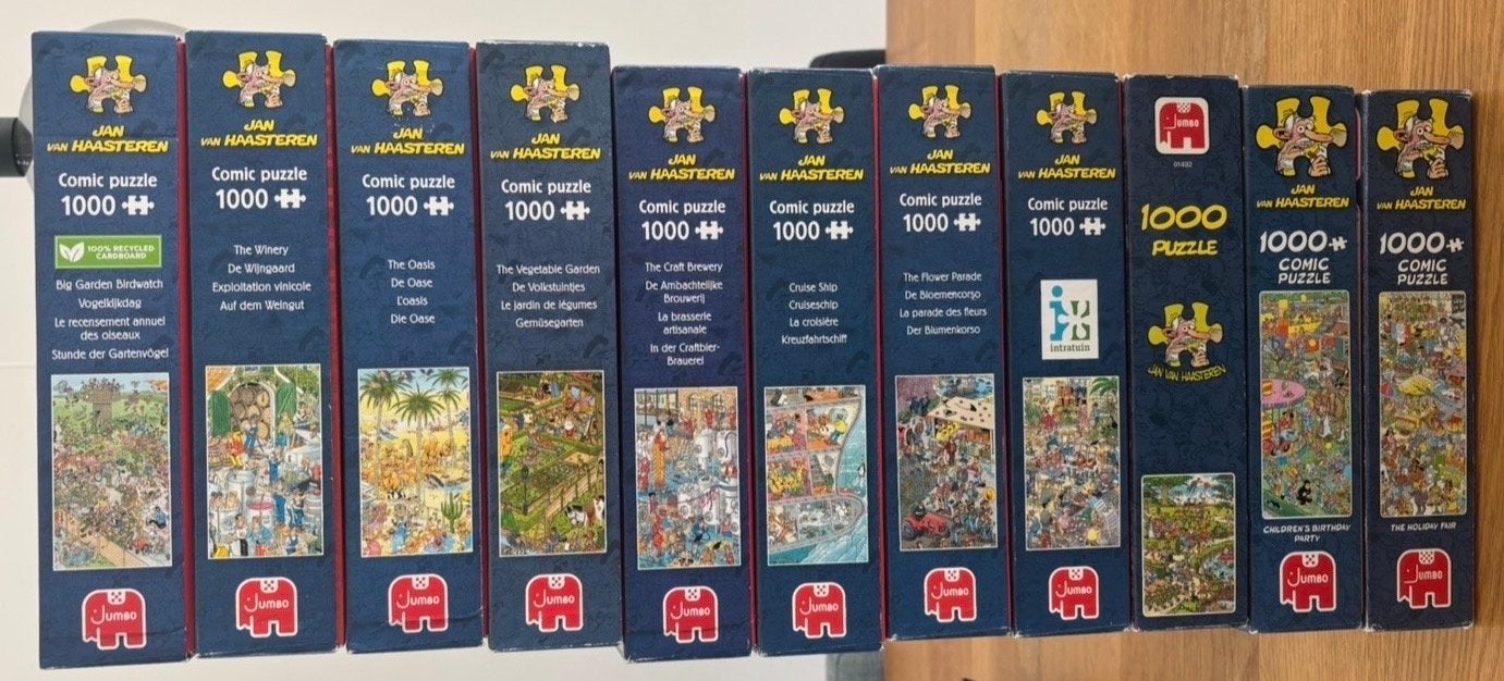 Jan van Haasteren Puzzels 1000 stukjes - Diverse edities, Ophalen, 500 t/m 1500 stukjes, Zo goed als nieuw, Legpuzzel