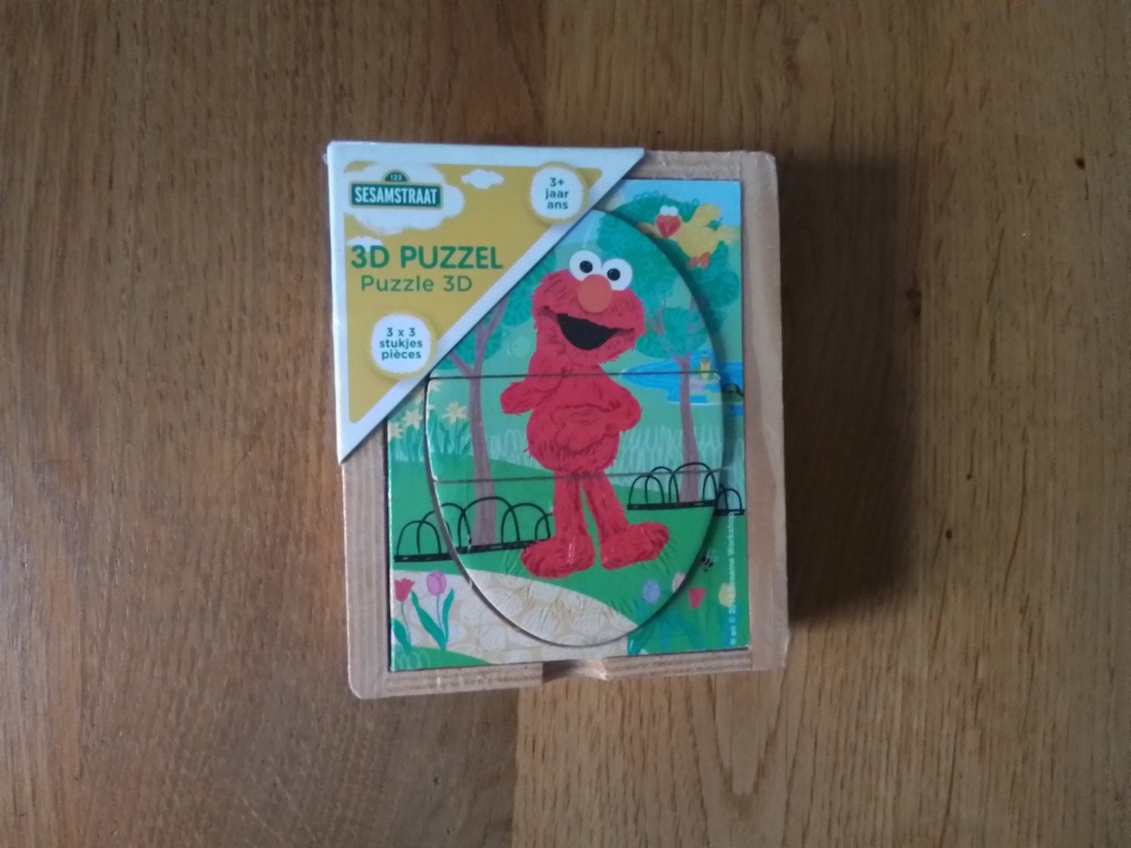 Sesamstraat 3D Houten Puzzel - Koekiemonster & Elmo, 2 tot 4 jaar, Nieuw, Ophalen of Verzenden, Van hout