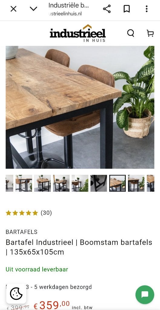 Foto 6 van Industriële bartafel Britt met 4 barkrukken Lizzy