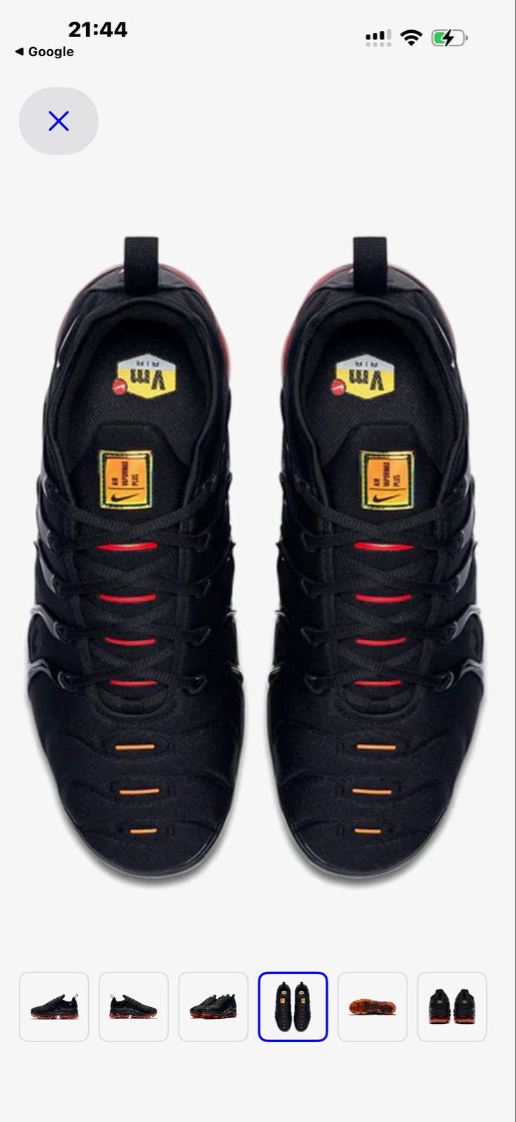 Nike Air VaporMax Plus - Zwart met rode mast 44, Ophalen of Verzenden, Zo goed als nieuw, Zwart, Sneakers of Gympen
