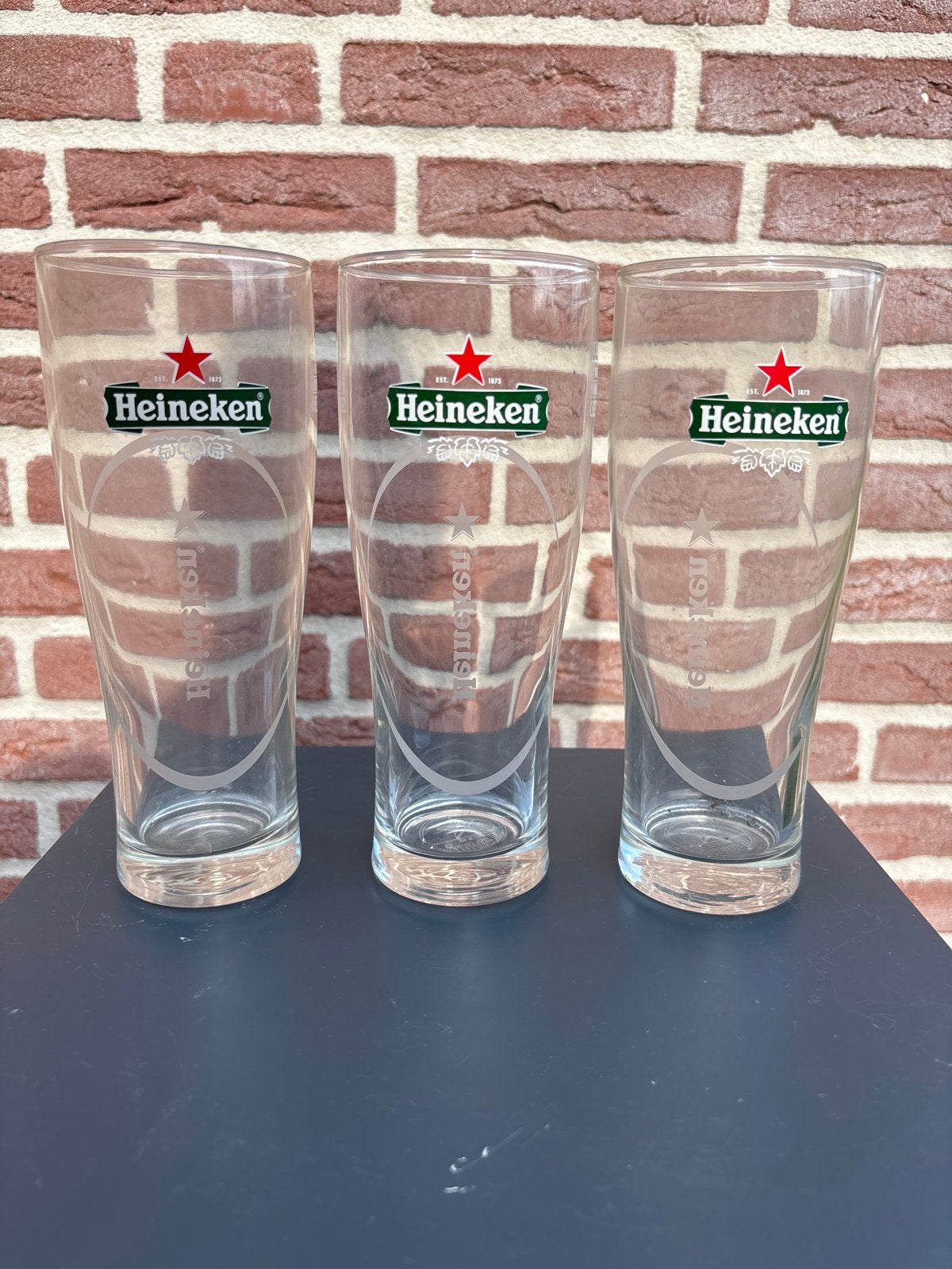 Set van 3 Heineken bierglazen - 0.5L, Ophalen of Verzenden, Overige merken, Glas, Overige typen