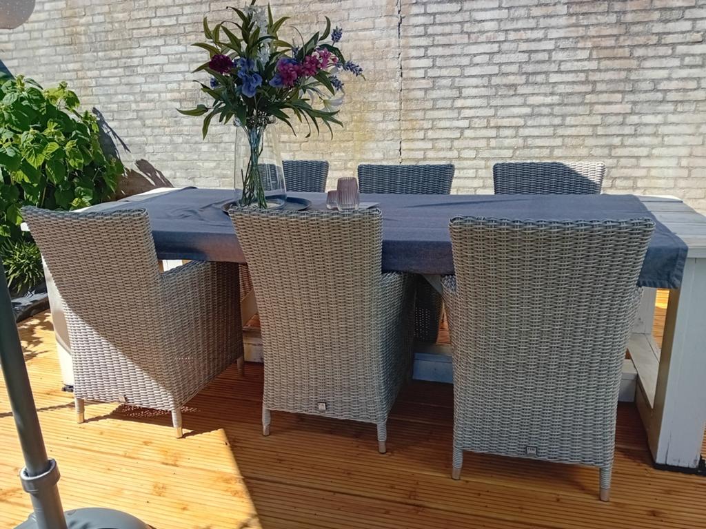 6 Wicker tuinstoelen met armleuning - Pure Collection, Gebruikt, 6 zitplaatsen, Ophalen of Verzenden, Wicker
