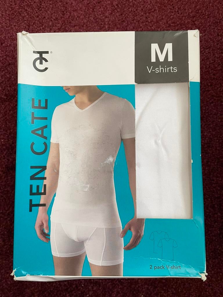 Ten Cate V-shirts M 2 stuks Nieuw., Verzenden, Wit, Hemd