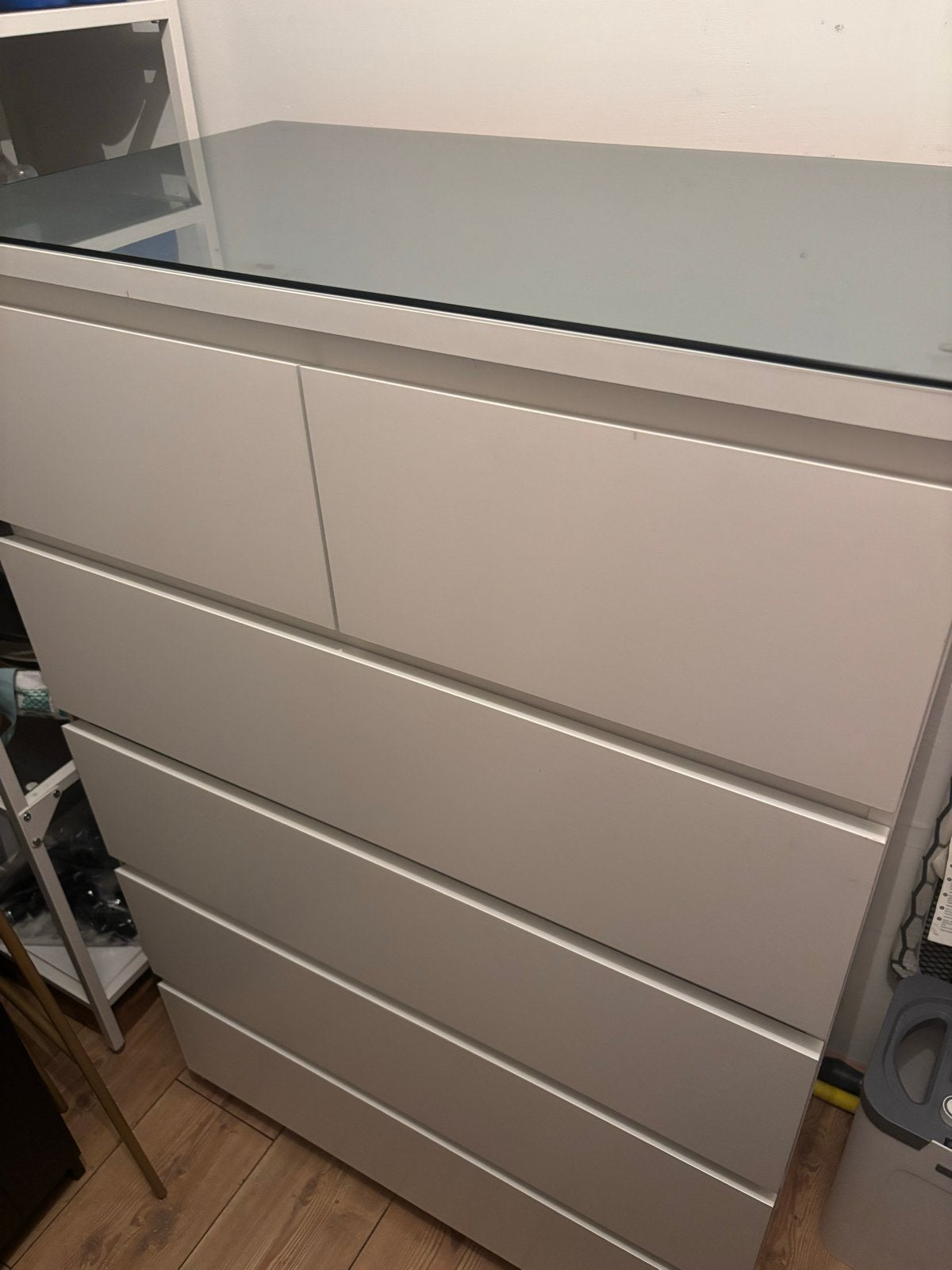 Ladekast met glazen blad - Malm Ikea, Ophalen, Overige materialen, 5 laden of meer, 100 tot 150 cm