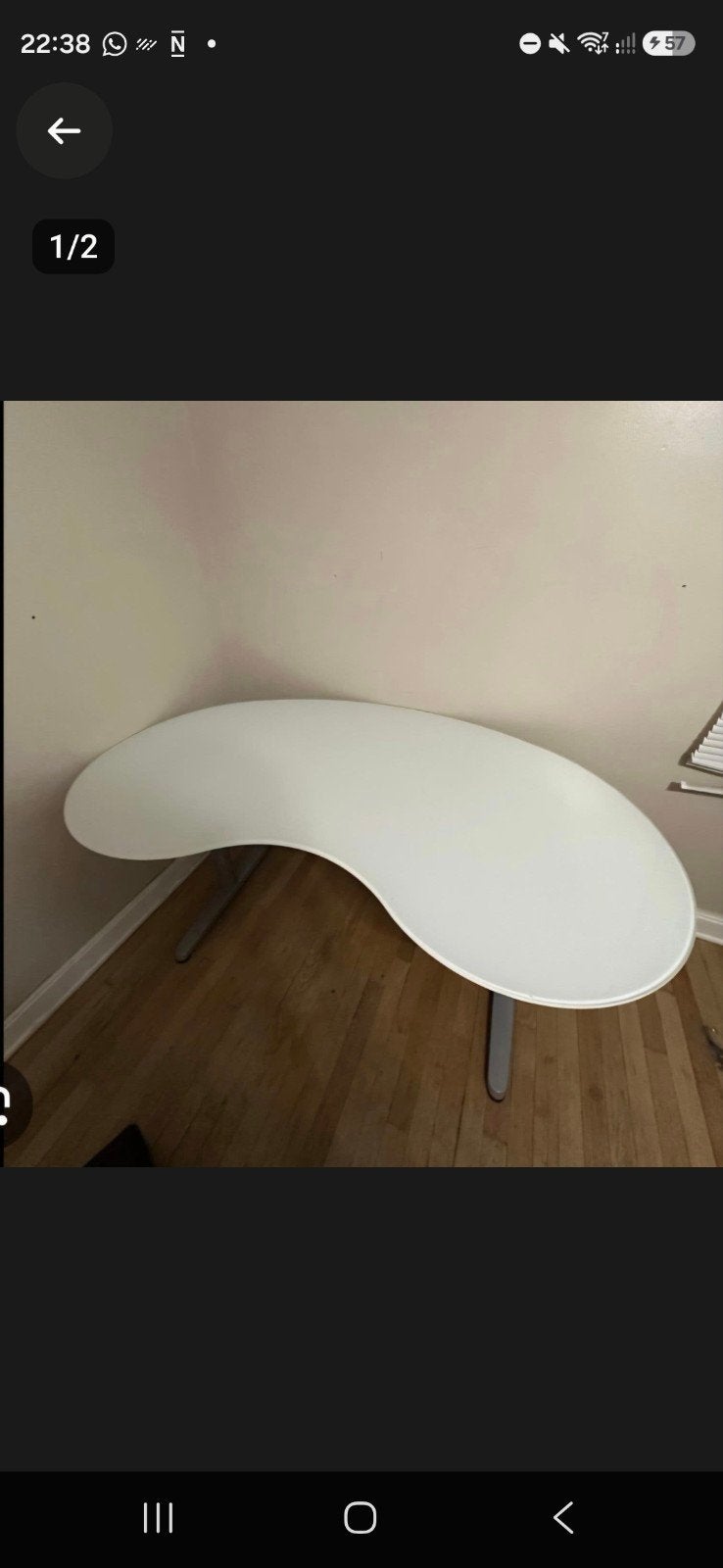 IKEA Galant bureau niervormig wit glas, Ophalen of Verzenden