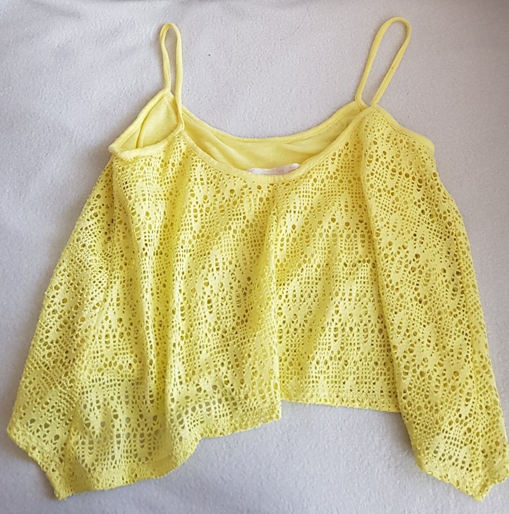 Bershka cropped top geel maat s 36 gehaakt zomer topje, Kleding | Dames, Tops, Verzenden, Geel, Bershka, Zo goed als nieuw