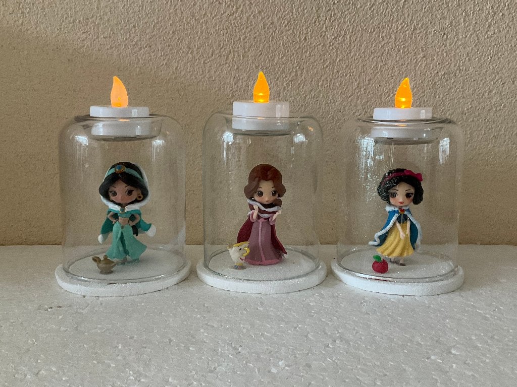 3x Disney prinsessen - theelicht houder - stolp, Verzamelen, Disney, Ophalen of Verzenden, Assepoester of Belle, Zo goed als nieuw