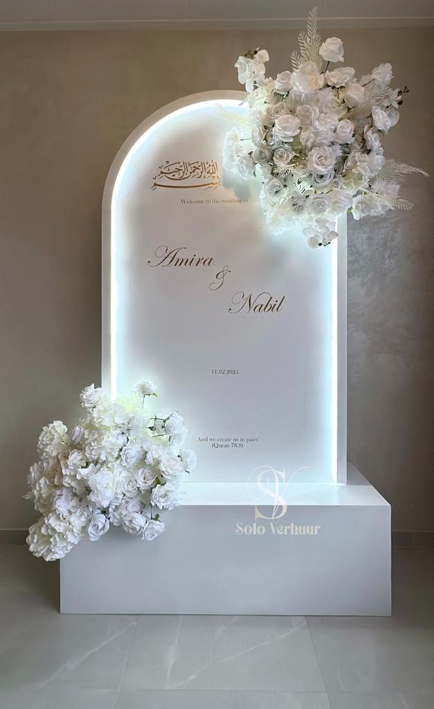 Welkomstbord LED met bloemen voor bruiloft/evenement, Ophalen, Nieuw, Versiering, Geboorte of Huwelijk