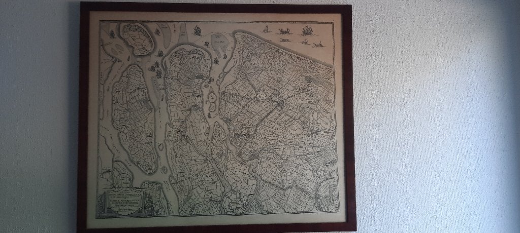 Gravure Delfland/ Schieland, Ophalen, Cartografie, 62 cm, Met passe-partout