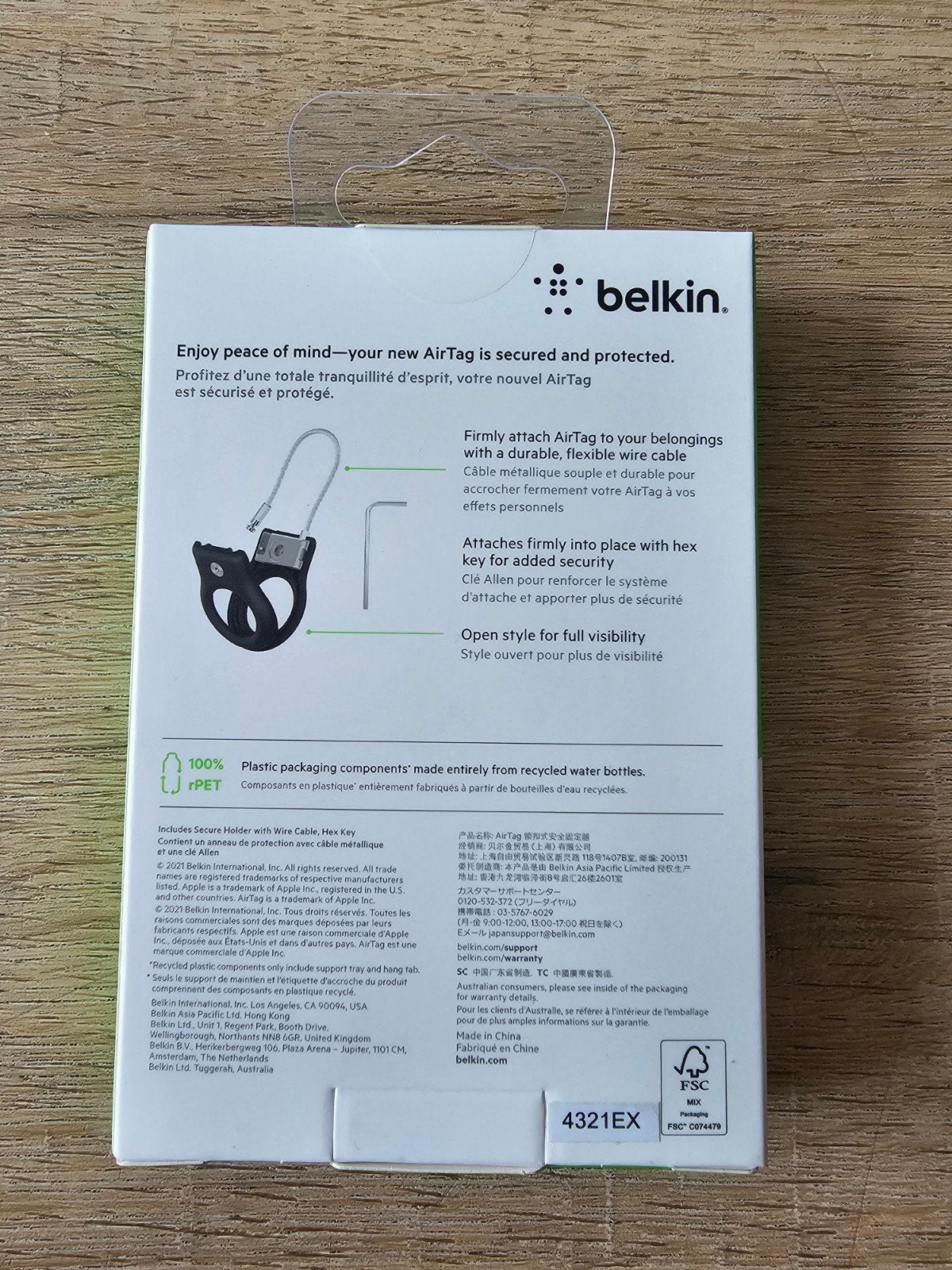 Belkin Secure Houder met Kabel voor Apple AirTag, Ophalen, Nieuw, Bescherming, Apple