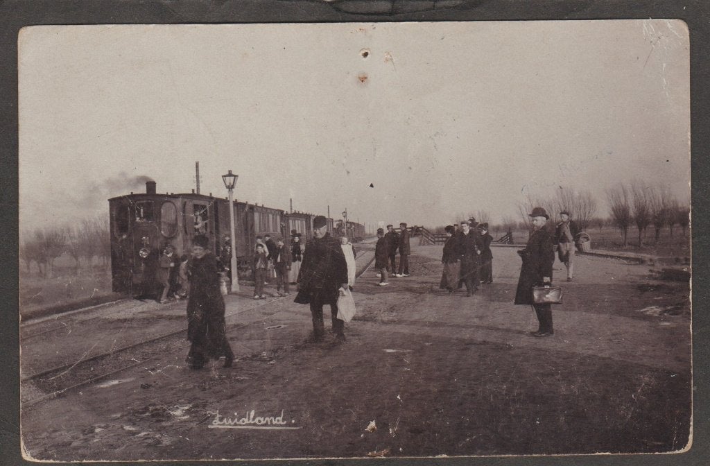 zuidland  halte met de stoomtram  van de rtm  fotokaart, Verzamelen, Verzenden, Voor 1920, Gelopen, Zuid-Holland