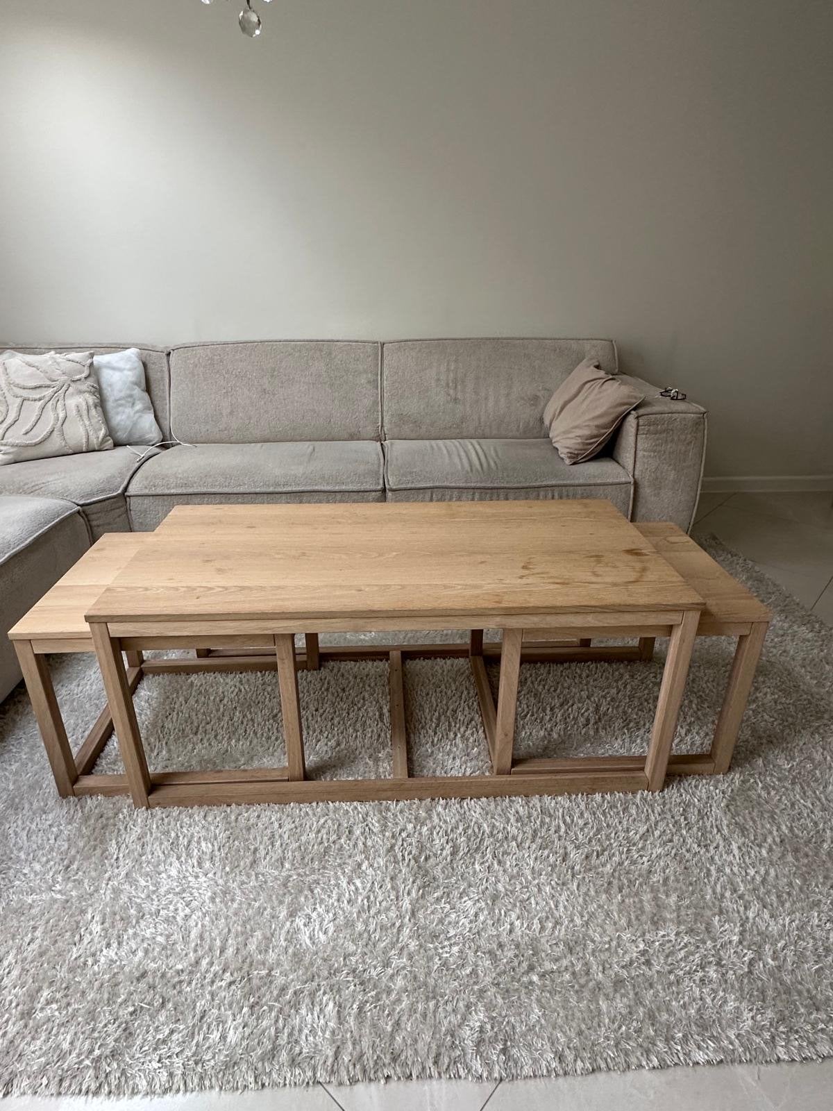 Set van eikenhouten salontafels, Ophalen, 50 – 75, 50 tot 100 cm, 100 tot 150 cm