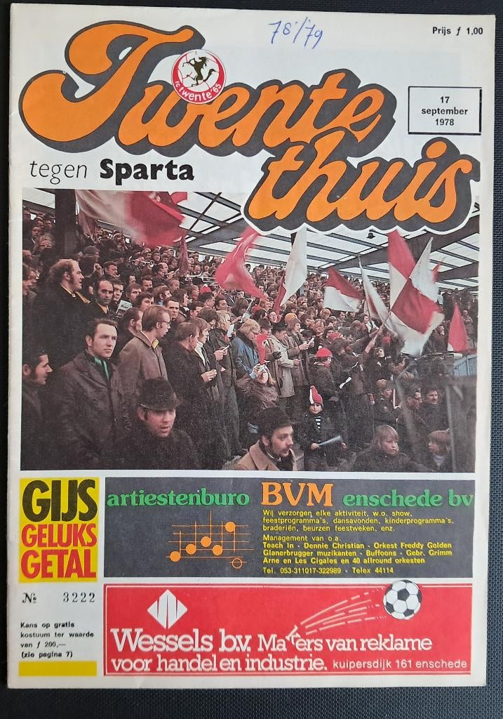 FC Twente - Sparta 1978/1979, Ophalen of Verzenden, Zo goed als nieuw, F.C. Twente, Boek of Tijdschrift