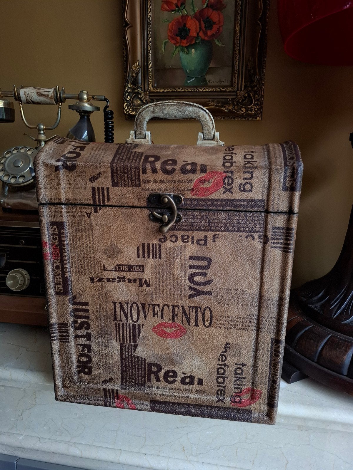 Charmant vintage houten koffertje kistje, Huis en Inrichting, Woonaccessoires | Kisten, Ophalen of Verzenden, Minder dan 50 cm