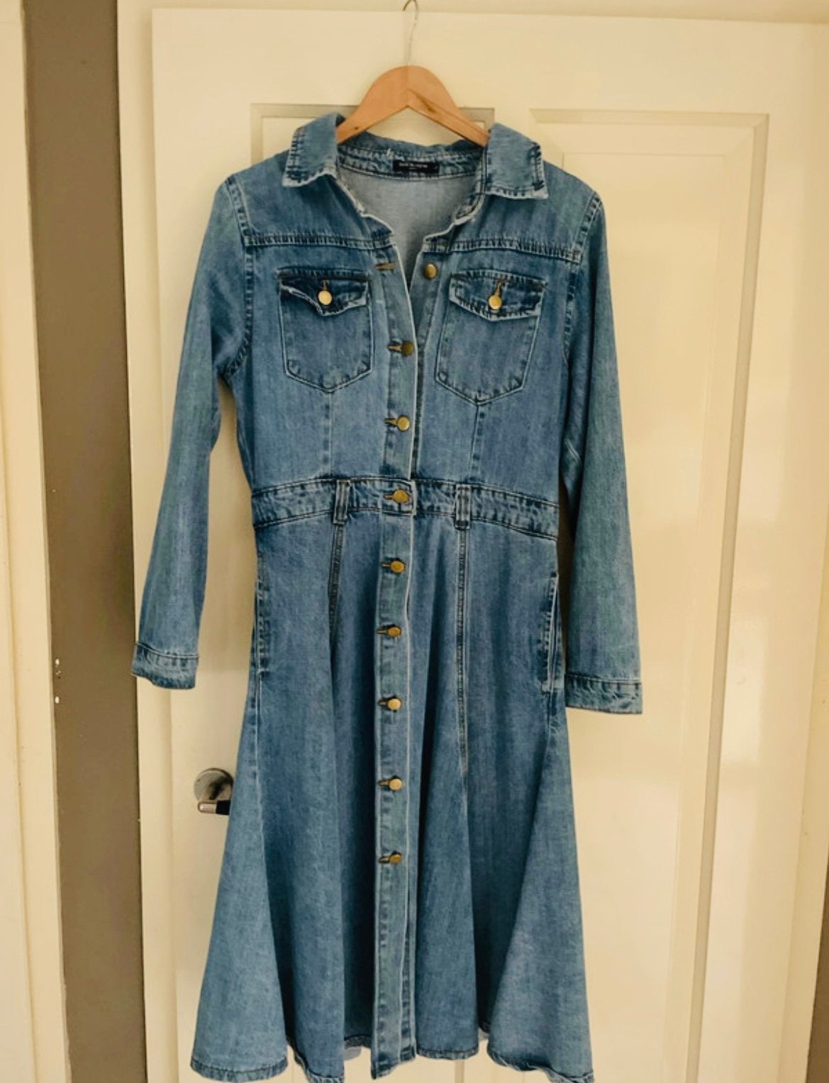 Mooie jeansjurk maat L. drole de copine, Kleding | Dames, Jurken, Maat 38/40 (M), Blauw, Ophalen of Verzenden, Gedragen