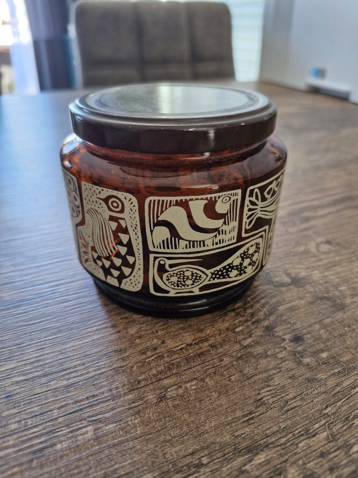 Retro gazen voorraad pot met vogels, Huis en Inrichting, Woonaccessoires | Kandelaars en Kaarsen, Ophalen of Verzenden, Bruin