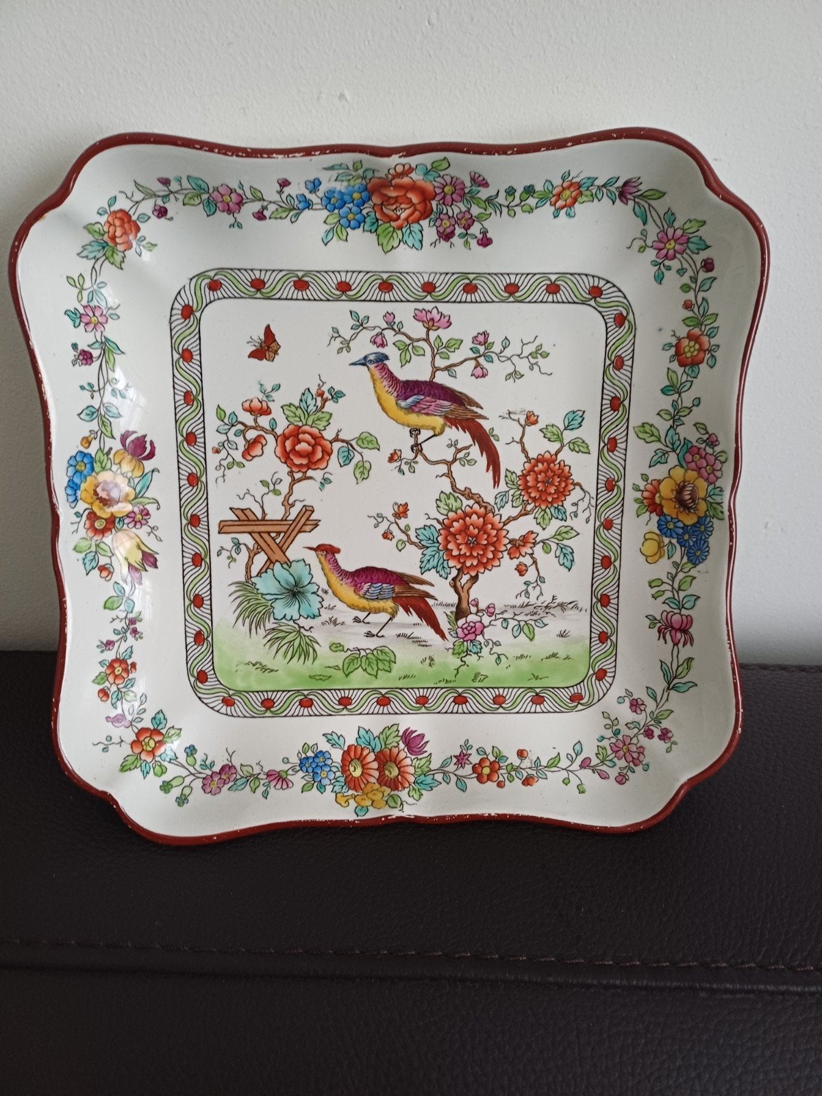 Antieke Spode schaal met vogels en bloemen, Copeland, Antiek en Kunst, Ophalen of Verzenden