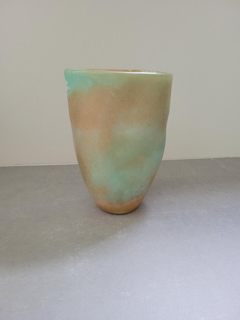 vaas in prachtige natuurtinten, Ophalen of Verzenden, Zo goed als nieuw, Overige kleuren, Glas