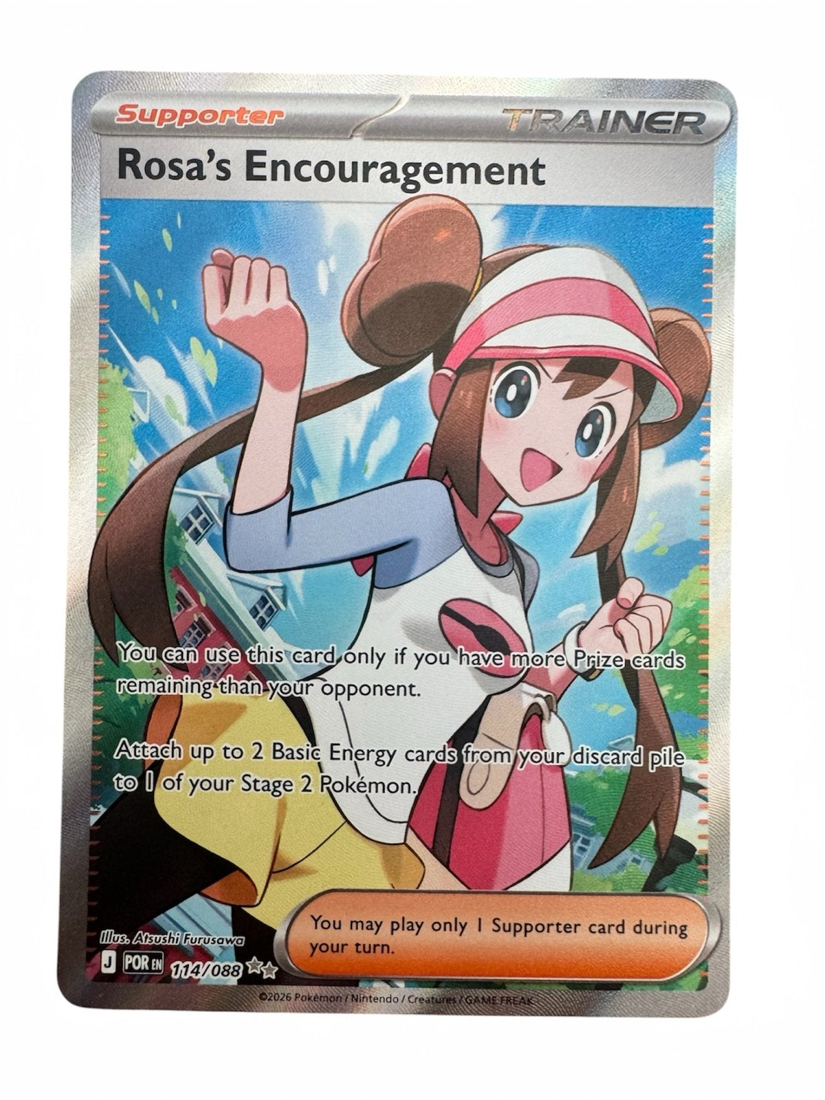 Pokémon Rosa's Encouragement Full Art Trainer Kaart, Ophalen of Verzenden, Zo goed als nieuw, Losse kaart, Foil