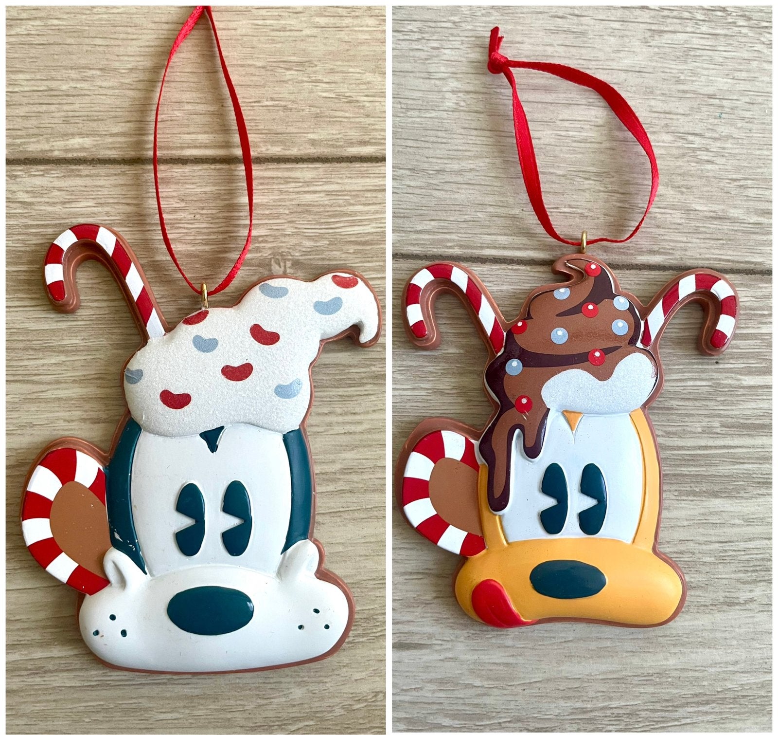 Disney Goofy & Pluto Holiday Lodge kerst ornamenten hangers, Verzamelen, Ophalen, Goofy of Pluto, Gebruikt, Beeldje of Figuurtje