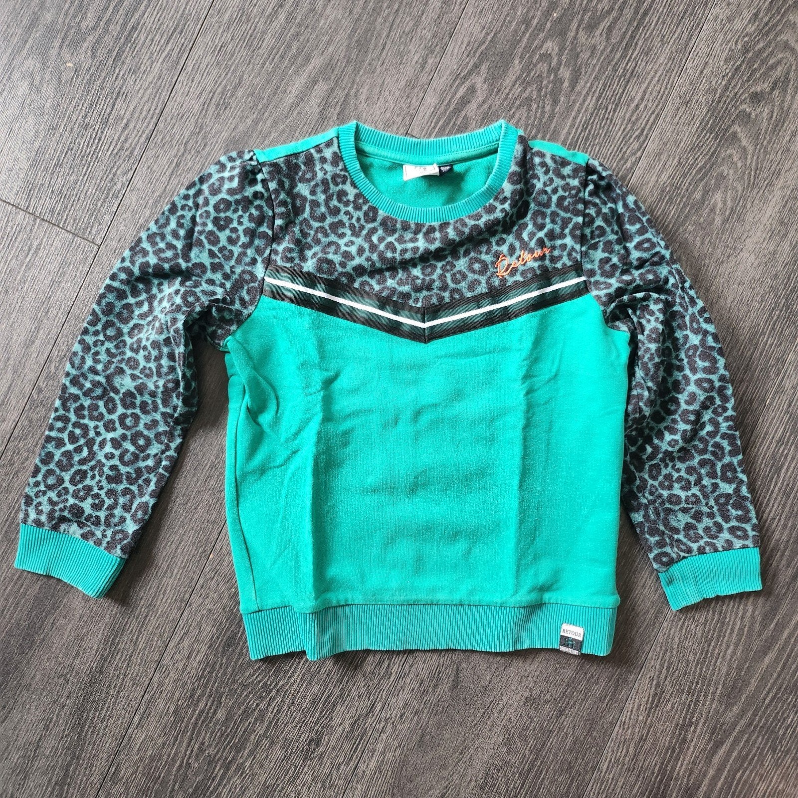 Retour Jeans sweater met dierenprint - Maat 7/8, Kinderen en Baby's, Kinderkleding | Maat 128, Gebruikt, Meisje, Trui of Vest