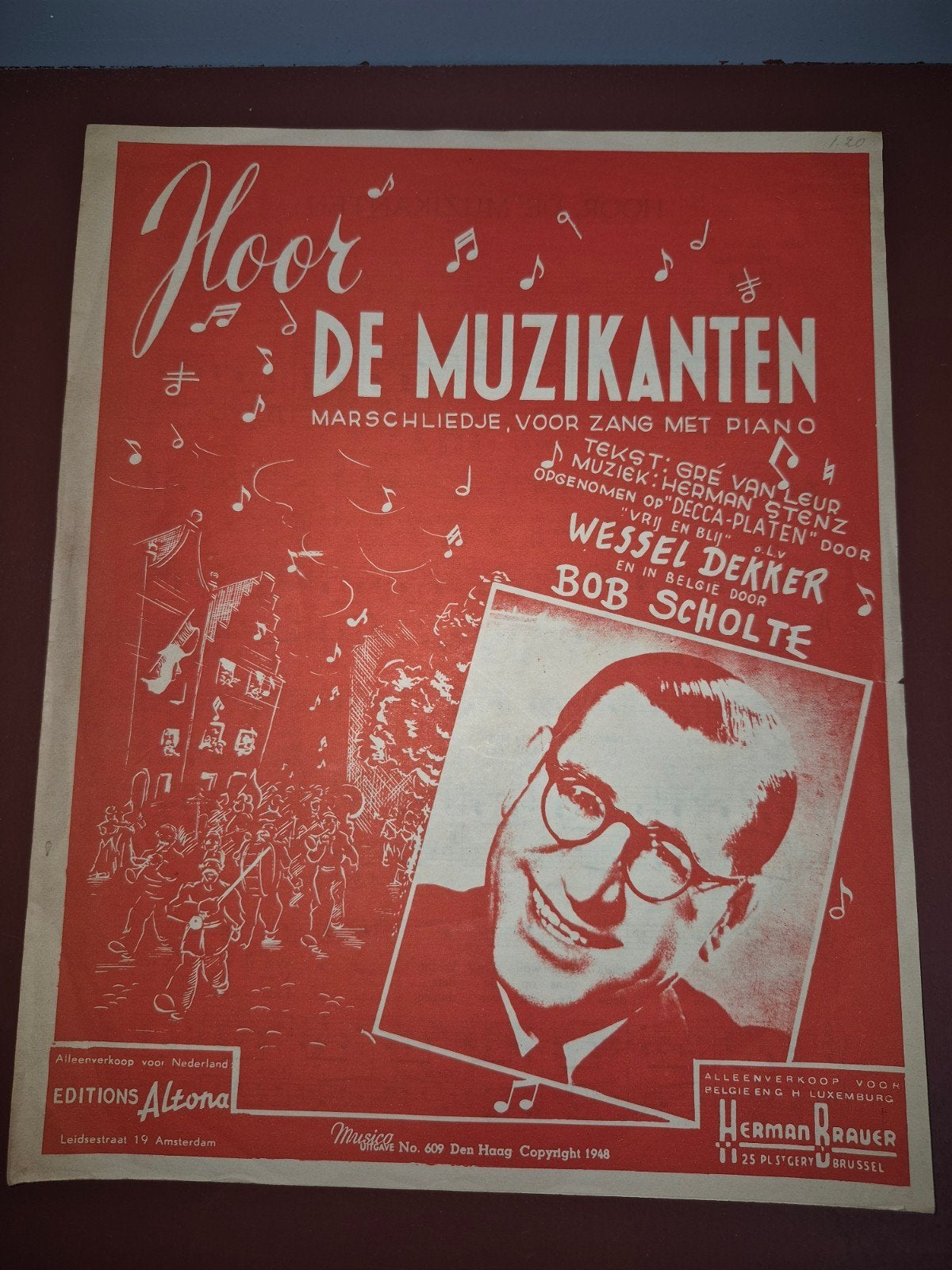 Hoort de Muzikanten - Marschliedje voor Zang met Piano, Ophalen of Verzenden