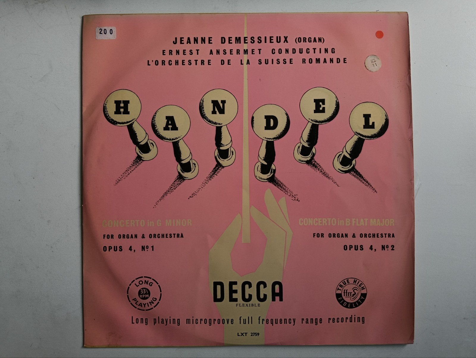 Händel: Concertos voor Orgel & Orkest - Jeanne Demessieux, LP, Gebruikt, Soloconcert, Ophalen of Verzenden