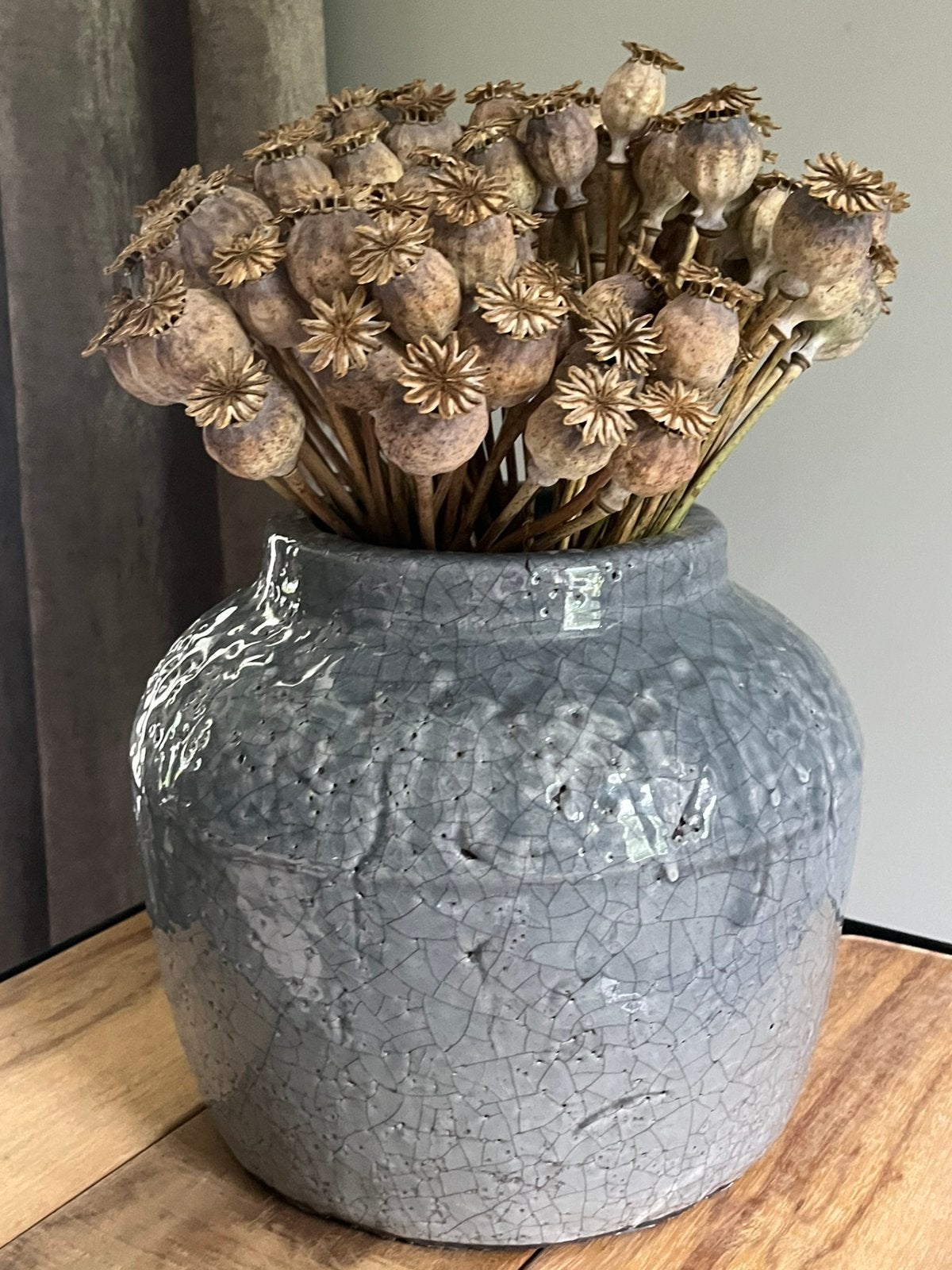 Ptmd pot met gedroogde papaver grijs/blauw, Ophalen, Zo goed als nieuw, Blauw