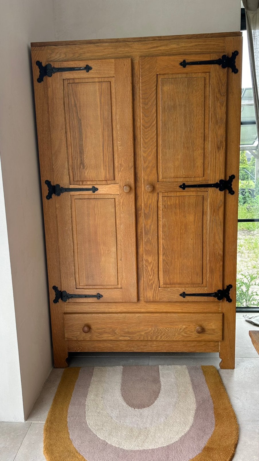 Zwaar eiken houten kledingkast, 70 tot 120 cm, Ophalen of Verzenden, Zo goed als nieuw, 170 cm of meer