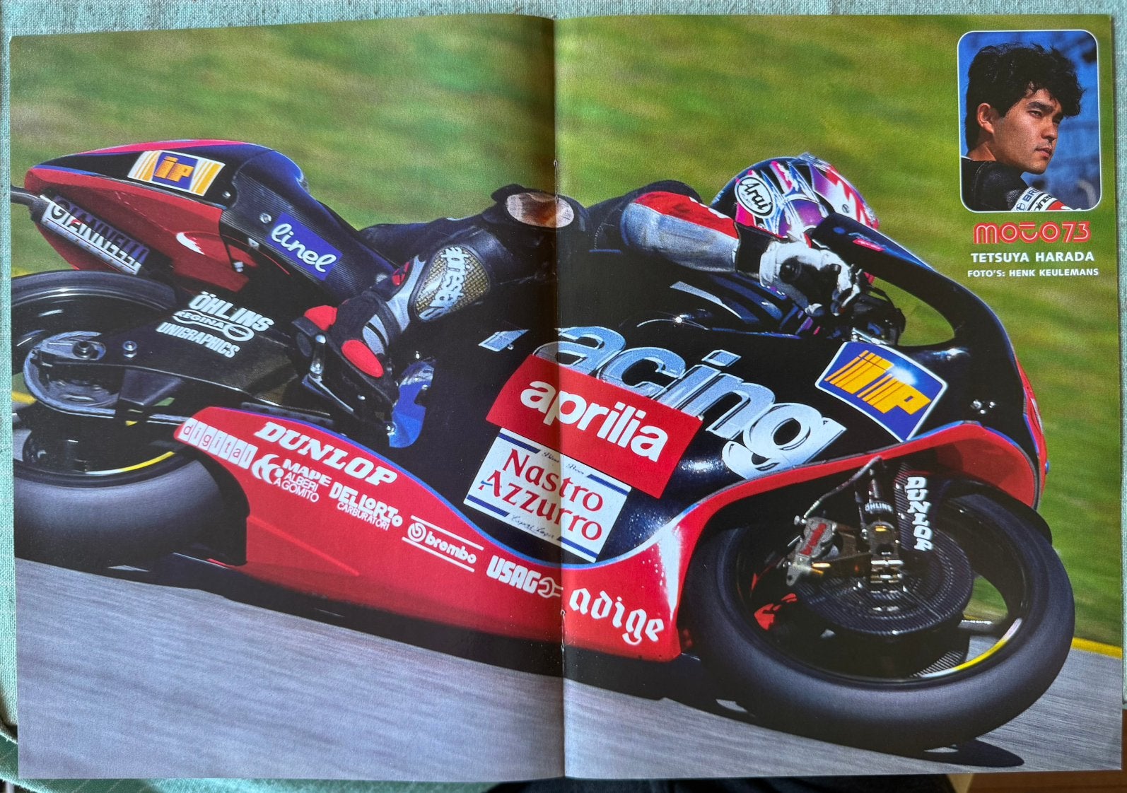 Poster 1998 Tetsuya Harara op Aprilia, Verzenden, Zo goed als nieuw