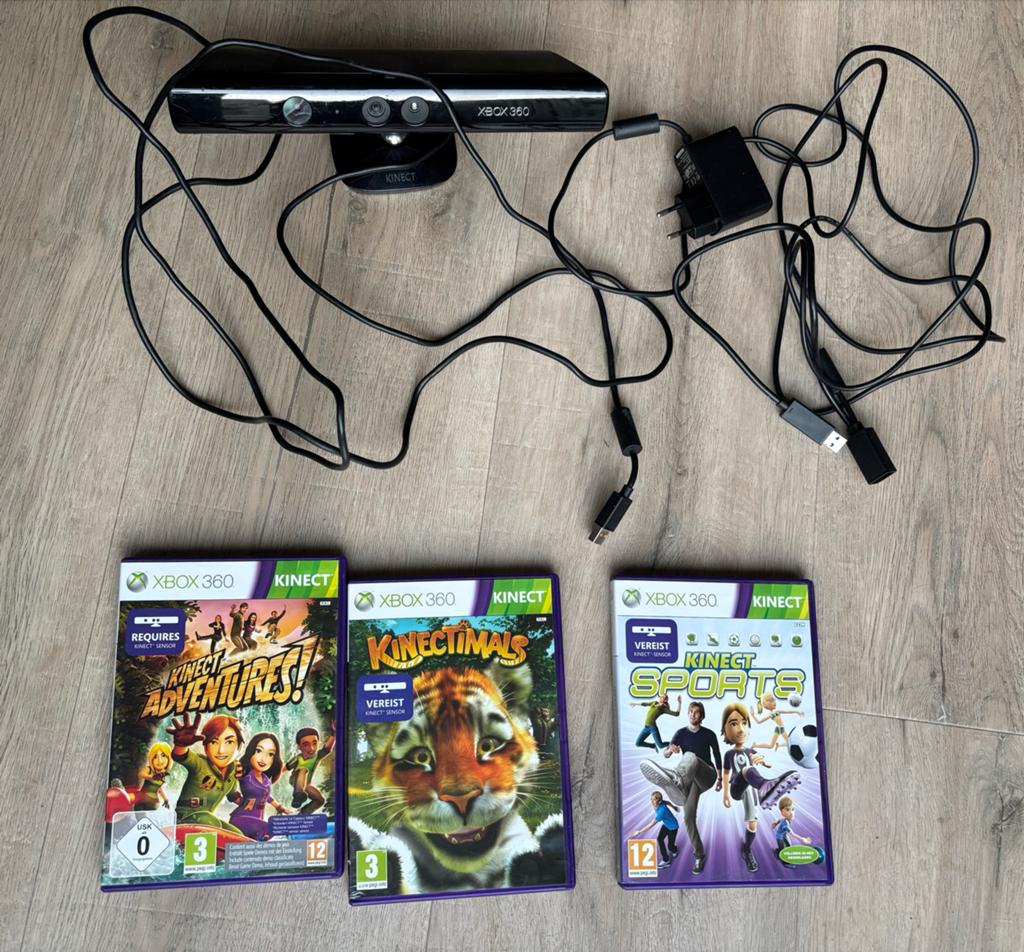 Xbox 360 Kinect sensor bar met 3 games, Spelcomputers en Games, Spelcomputers | Sony PlayStation 3, Ophalen of Verzenden, Zo goed als nieuw