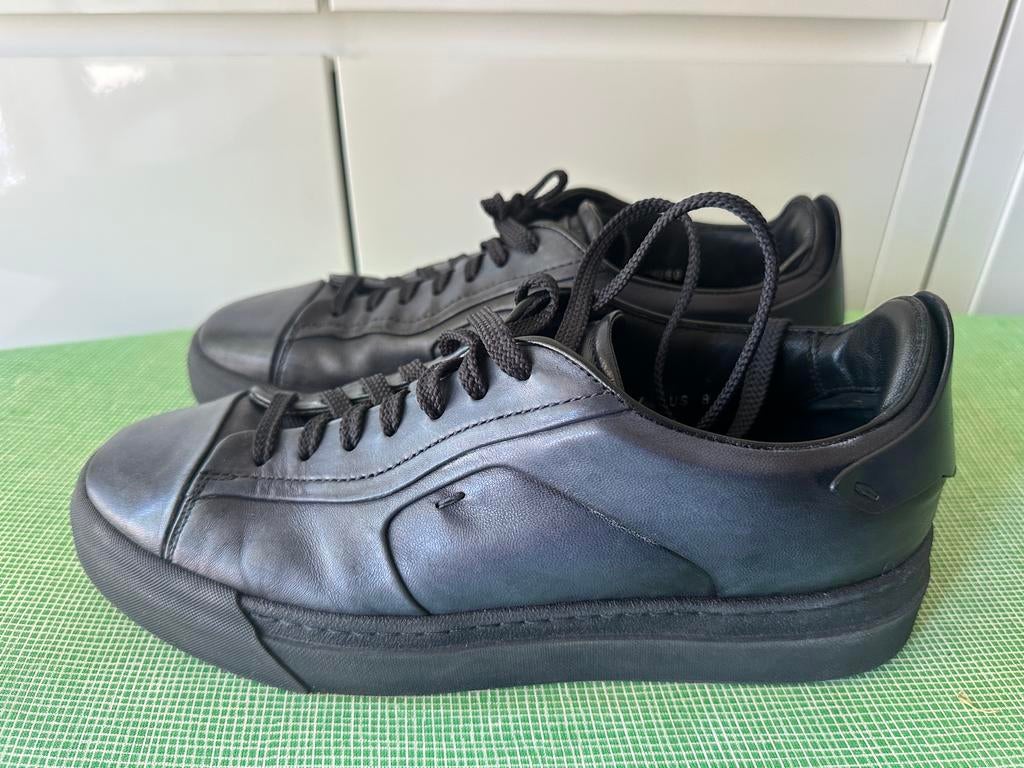 Santoni sneakers zwart leer maat 41, Kleding | Heren, Ophalen of Verzenden, Zo goed als nieuw, Zwart, Sneakers of Gympen