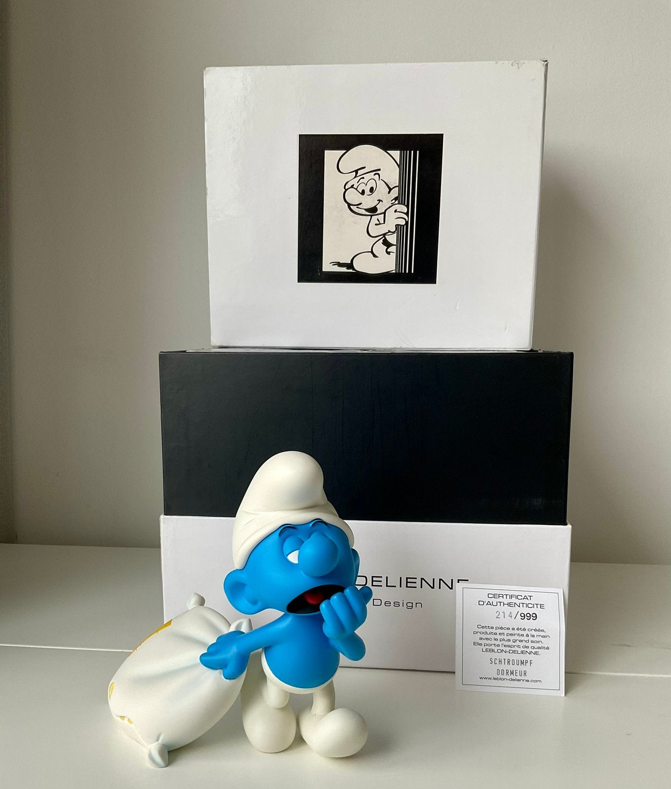 Leblon-Delienne Luilak Smurf – 214/999 met certificaat, Ophalen of Verzenden, Zo goed als nieuw, Luilaksmurf, Overige typen