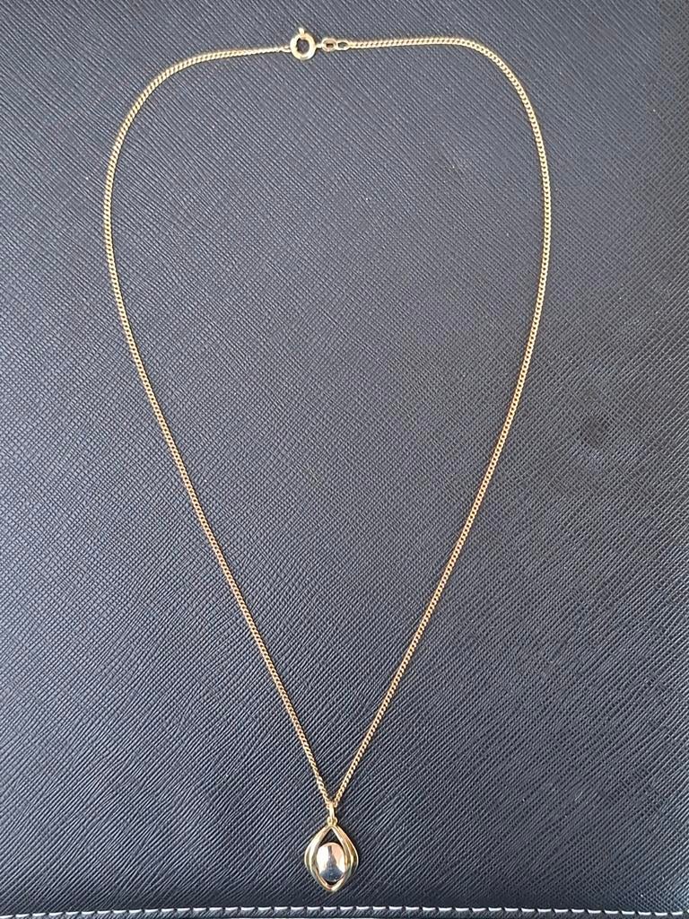 Gouden ketting met hanger 14kr.goud beide 585 gemerkt, Met hanger, Geel, Ophalen of Verzenden, Zo goed als nieuw