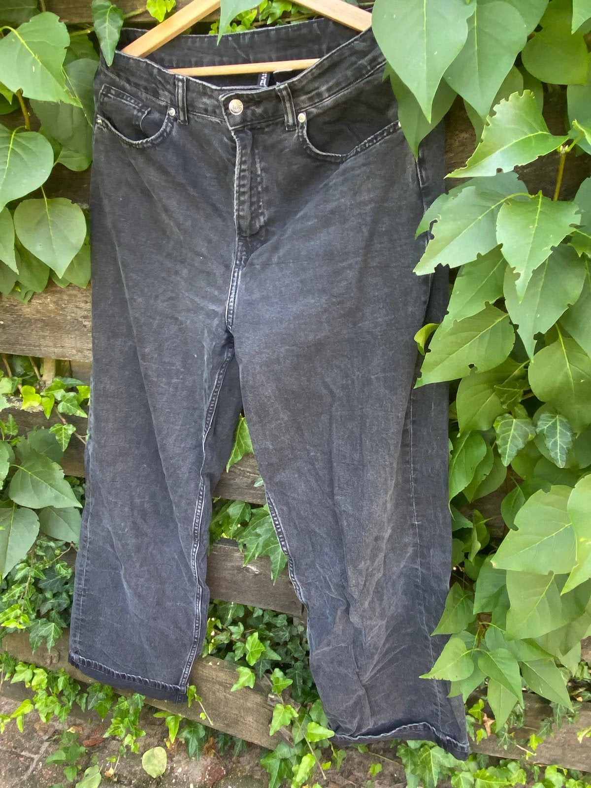 Zwarte baggy jeans H&M maat m, Ophalen of Verzenden, Zo goed als nieuw, Zwart, Lang