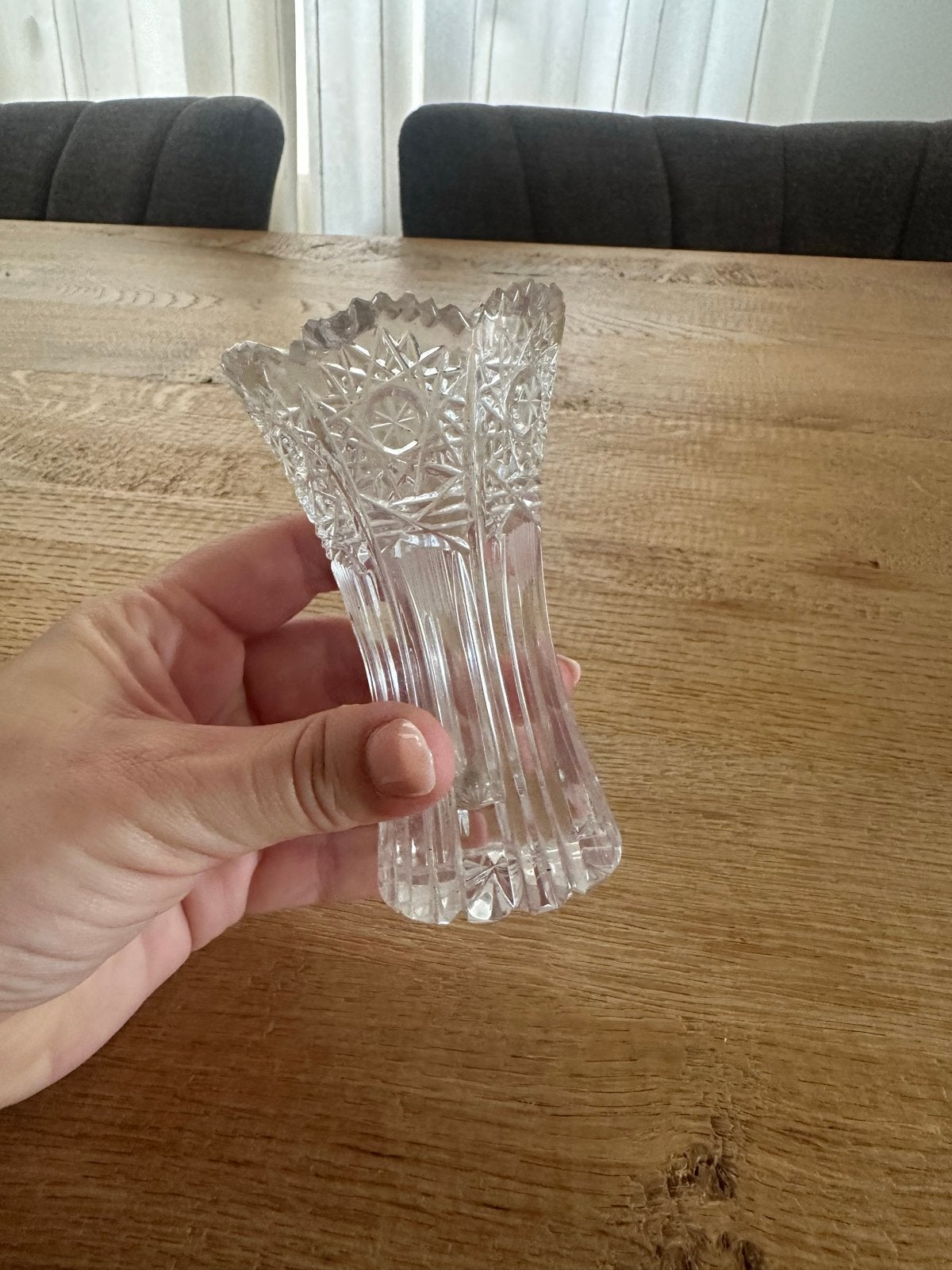 Handgeslepen Mini Vaasje - Vintage Glaswerk, Ophalen of Verzenden