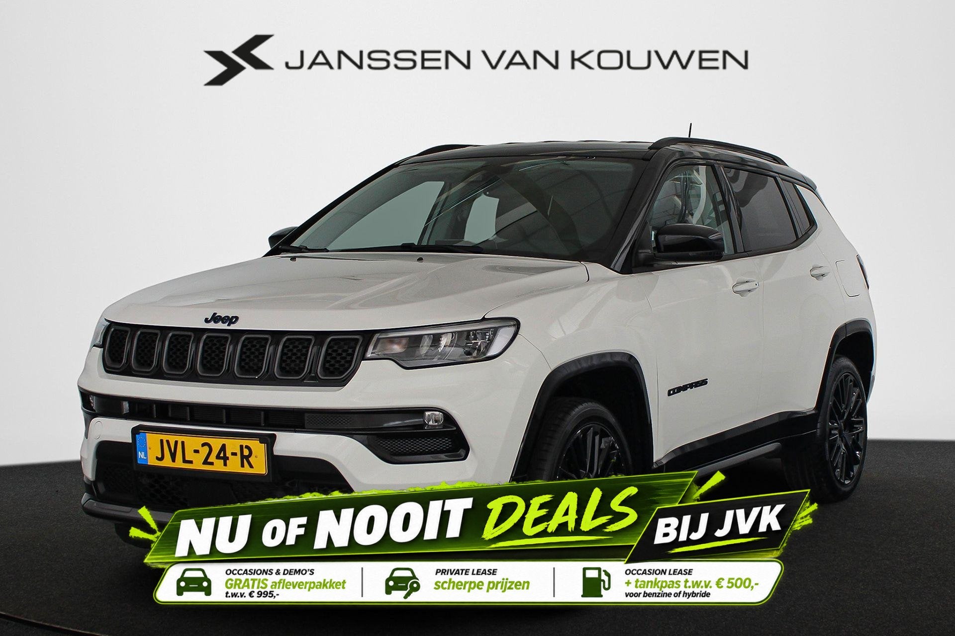 Jeep Compass 4xe 240 Plug-in Hybrid Electric S Leder Stuur-S, Auto's, Automaat, 4 cilinders, Automatische klimaatregeling, Wit